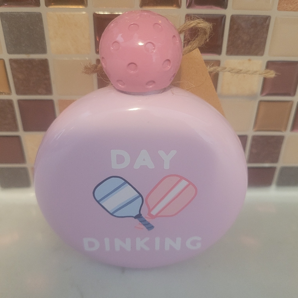 Pink Day Dinking Flask 5 oz. with Textured Pickleball Cap NWT
